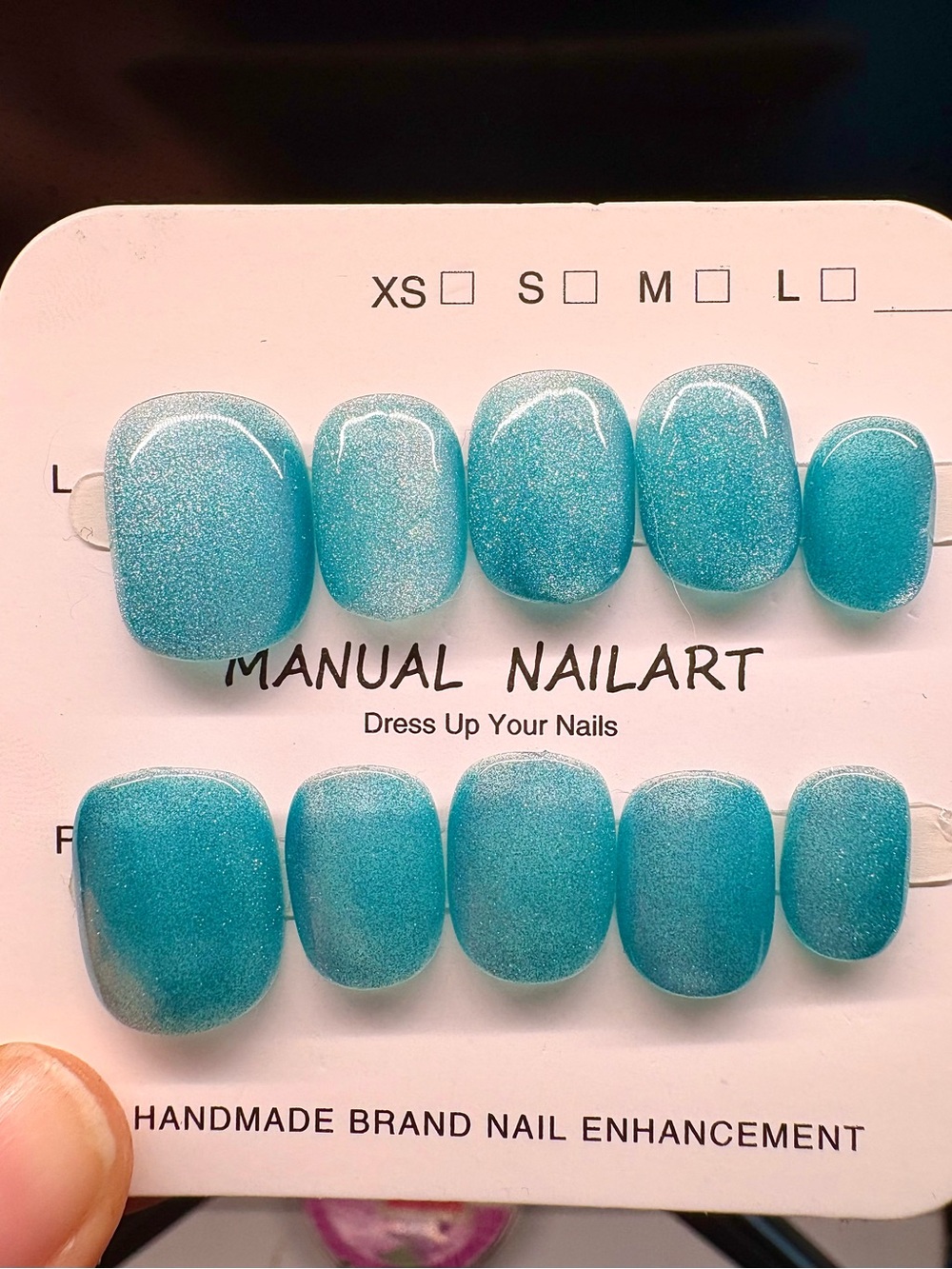2 for $12 - 1.7cm long Size/width medium team Blue cateye Press-On Nail Set - Picture 3 of 5
